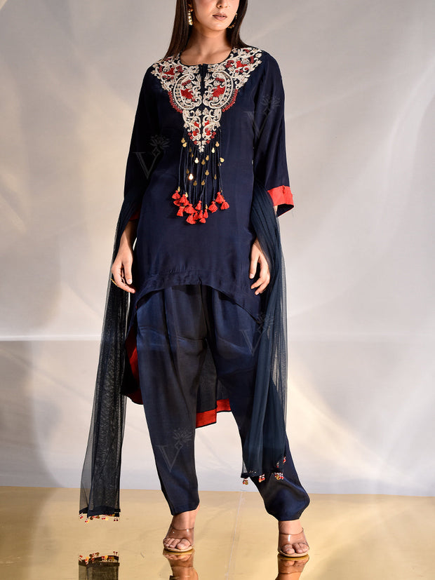 Midnight Blue Crepe Suit Set