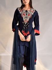 Midnight Blue Crepe Suit Set