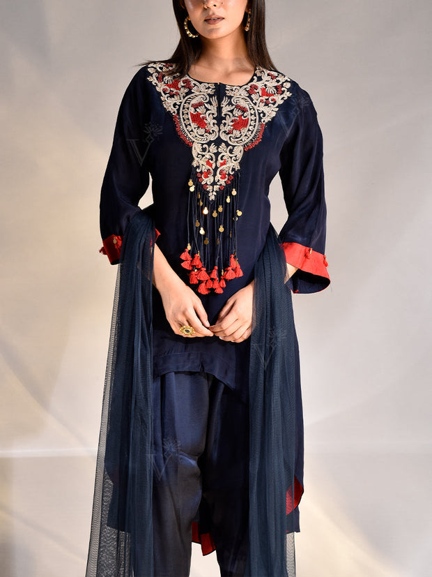 Midnight Blue Crepe Suit Set