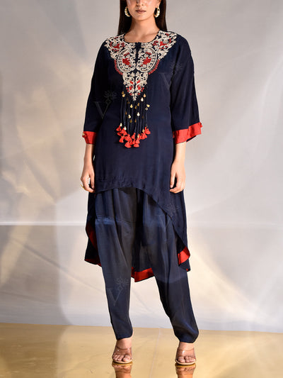 _label_New, DD35, MTO, RK,  Midnight Blue, Blue, Crepe , Kurta and Pant Set , Pant Set