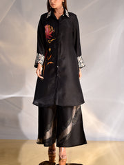 Black Vasansi Silk Bustier and Jacket Set