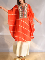 Orange Silk Zardozi Kaftan Set