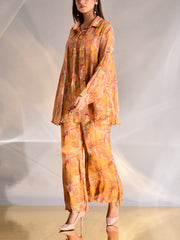 Brunt Orange Floral Printed Co Ord Set