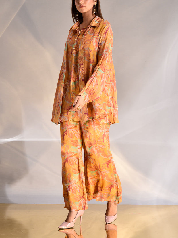 Brunt Orange Floral Printed Co Ord Set