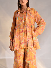 Brunt Orange Floral Printed Co Ord Set