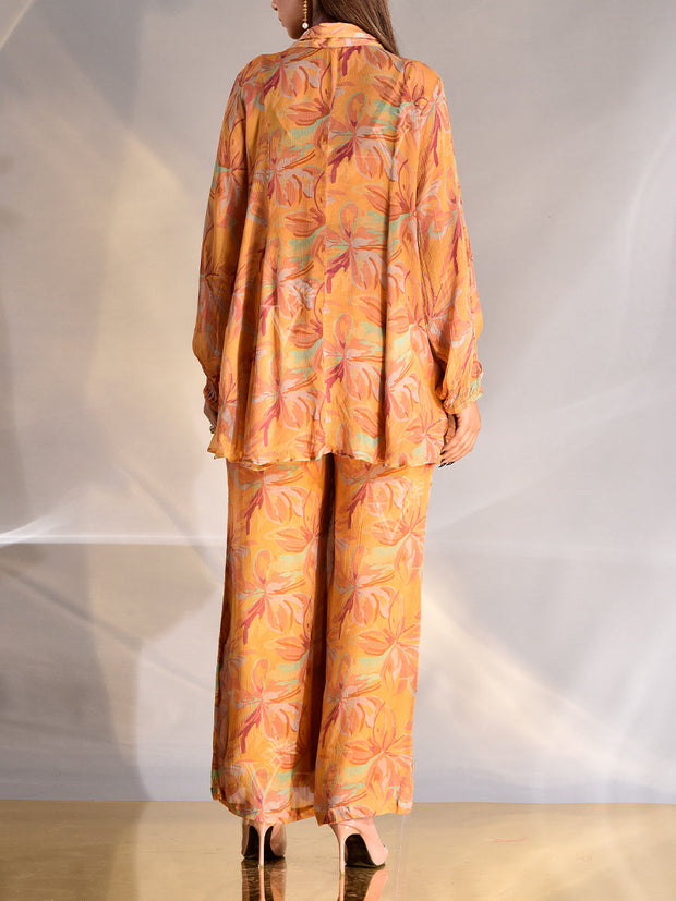 Brunt Orange Floral Printed Co Ord Set