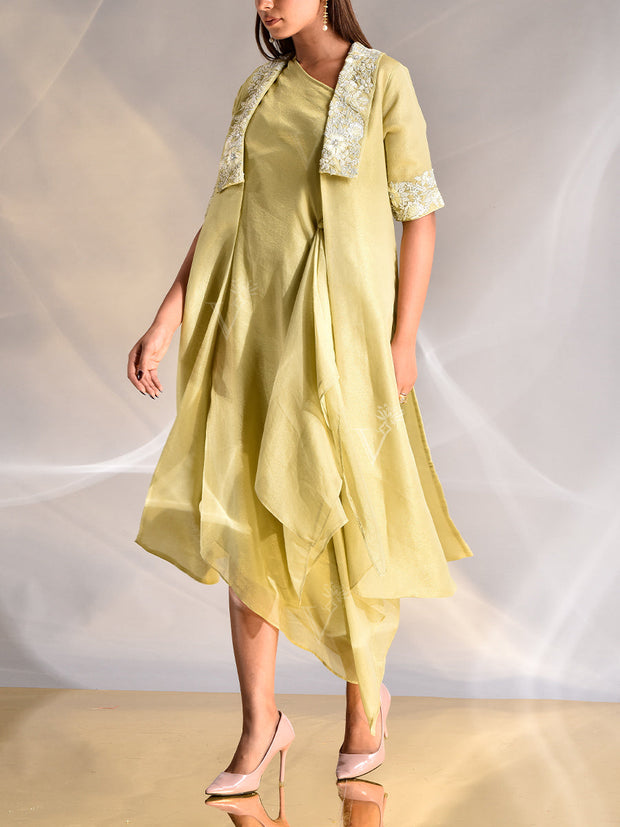 Green Tissue Embroidered Dress