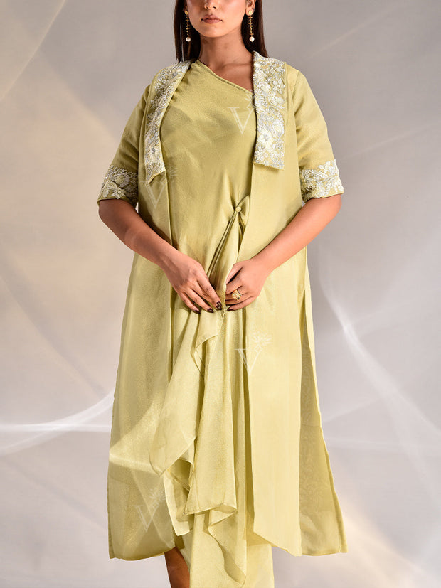 Green Tissue Embroidered Dress