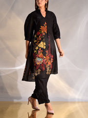 Black Vasansi Silk Printed Co Ord Set