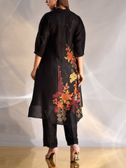 Black Vasansi Silk Printed Co Ord Set