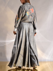 Grey Vasansi Silk Jacket with Bustier and Palazzo Set
