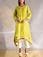 _label_New, DD35, MTO, RK,  Green, asymmetric kurta , Green kurta and pant set