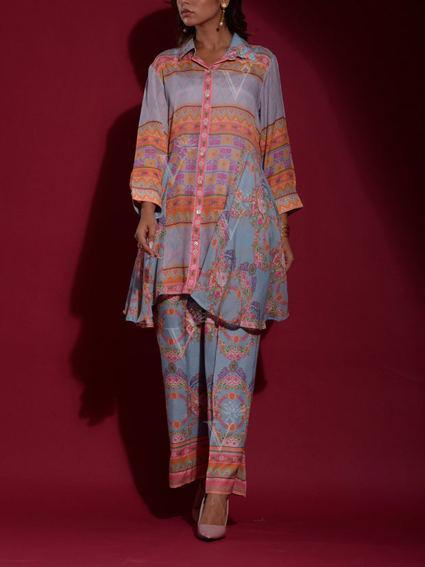 Blue Vasansi Silk Printed Co Ord Set