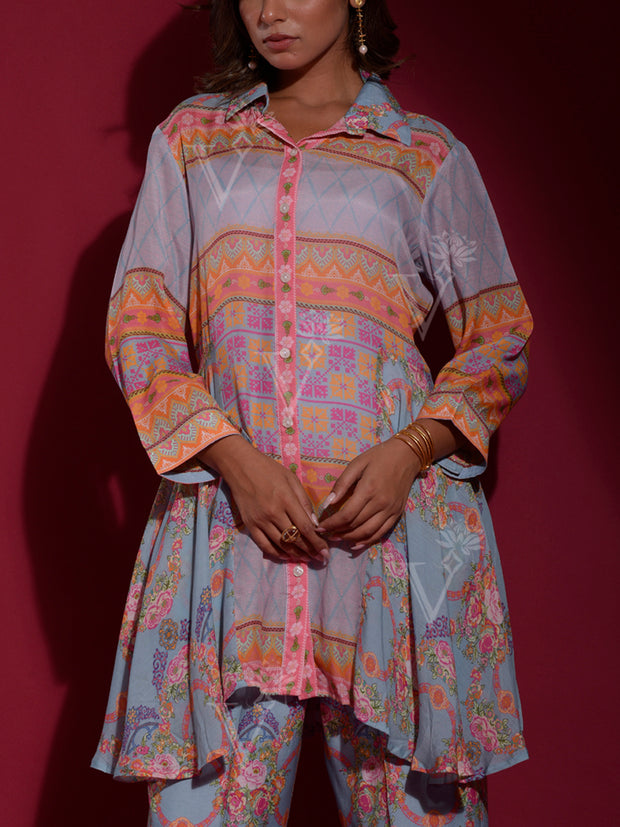 Blue Vasansi Silk Printed Co Ord Set