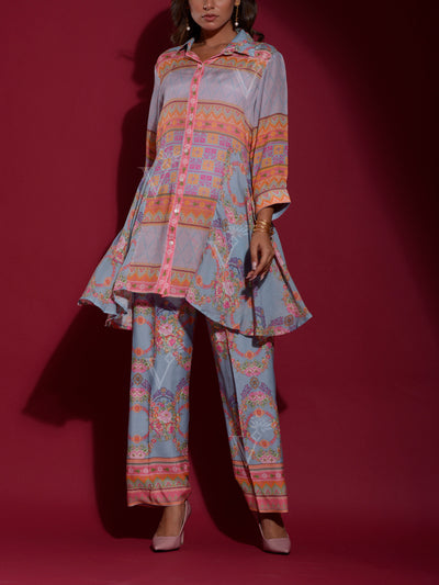 Blue Vasansi Silk Printed Co Ord Set