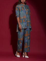 Blue Vasansi Silk Printed Co Ord Set