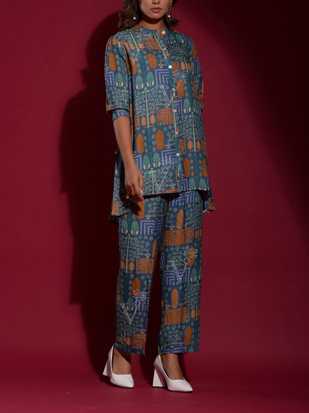 Blue Vasansi Silk Printed Co Ord Set