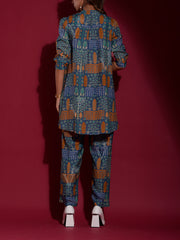Blue Vasansi Silk Printed Co Ord Set