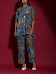 Blue Vasansi Silk Printed Co Ord Set