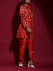 Red Vasansi Silk Printed Co Ord Set
