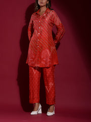 Red Vasansi Silk Printed Co Ord Set