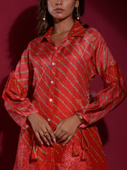Red Vasansi Silk Printed Co Ord Set