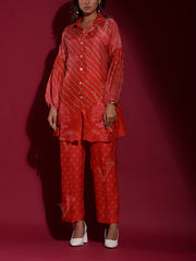 Red Vasansi Silk Printed Co Ord Set