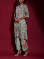Green Vasansi Silk Leheriya Printed Kurta and Pant Set