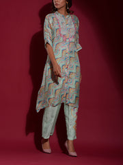Green Vasansi Silk Leheriya Printed Kurta and Pant Set