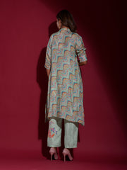 Green Vasansi Silk Leheriya Printed Kurta and Pant Set