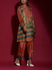 Brown Vasansi Silk Printed Co Ord Set