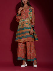 Brown Vasansi Silk Printed Co Ord Set
