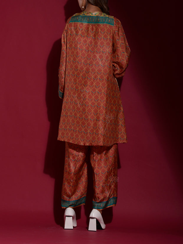 Brown Vasansi Silk Printed Co Ord Set
