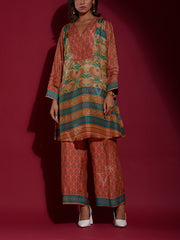 Brown Vasansi Silk Printed Co Ord Set