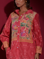 Red Vasansi Silk Printed Co Ord Set