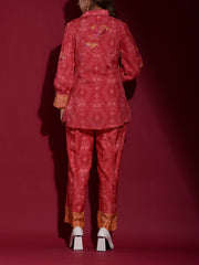 Red Vasansi Silk Printed Co Ord Set