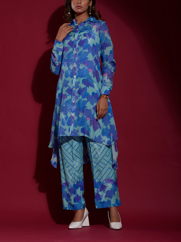 Blue Vasansi Silk Printed Co Ord Set