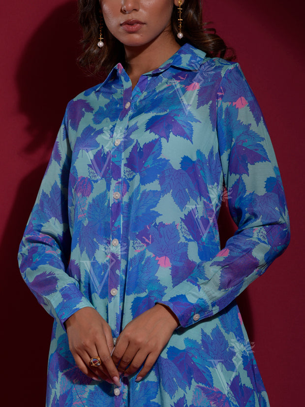 Blue Vasansi Silk Printed Co Ord Set