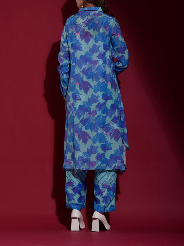 Blue Vasansi Silk Printed Co Ord Set