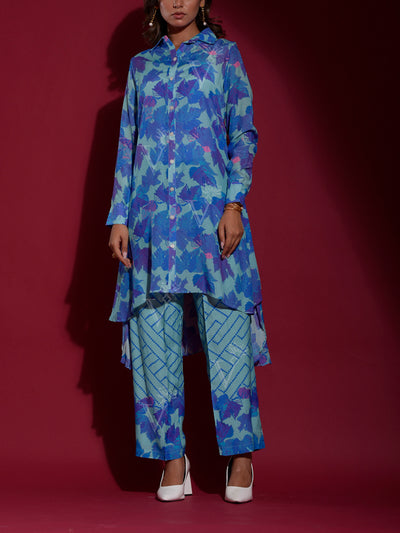 Blue Vasansi Silk Printed Co Ord Set