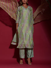 Green Vasansi Silk Bandhani Suit Set