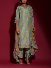Green Vasansi Silk Bandhani Suit Set