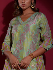 Green Vasansi Silk Bandhani Suit Set