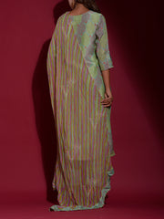 Green Vasansi Silk Bandhani Suit Set
