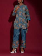 Blue Vasansi Silk Printed Co Ord Set
