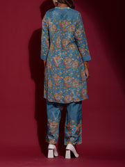 Blue Vasansi Silk Printed Co Ord Set