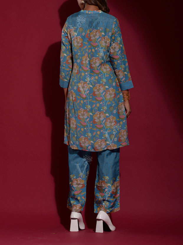 Blue Vasansi Silk Printed Co Ord Set