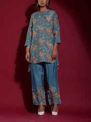 Blue Vasansi Silk Printed Co Ord Set