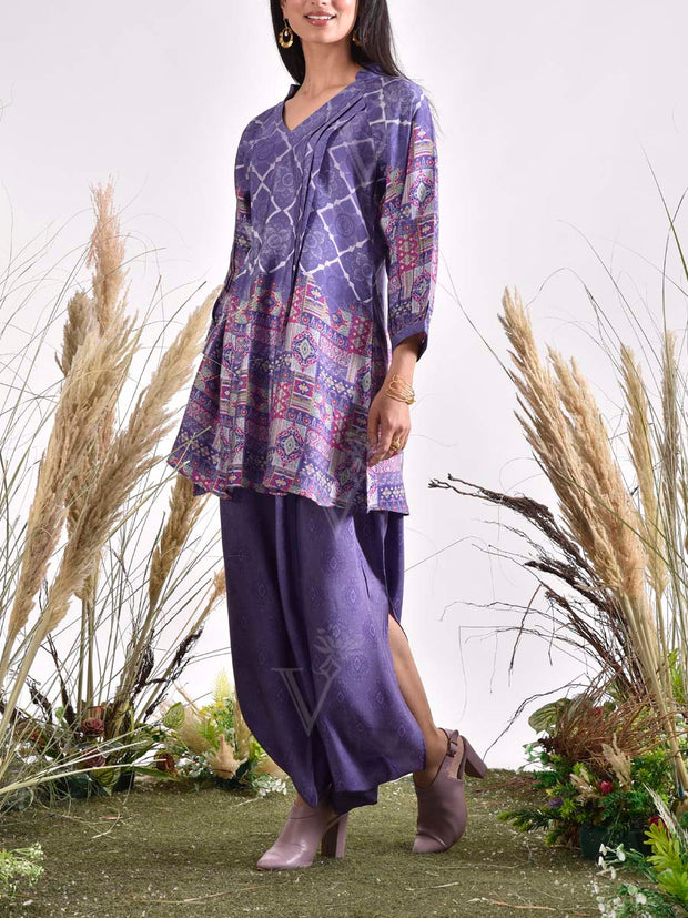Violet Vasansi Silk Printed Peplum and Harem Pants Set
