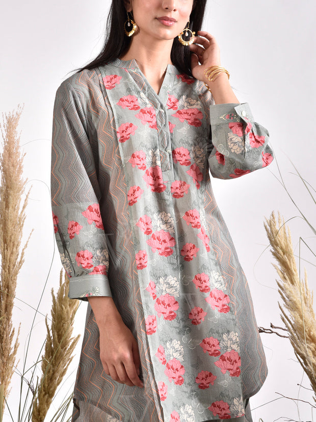 Green Cotton Printed Co Ord Set